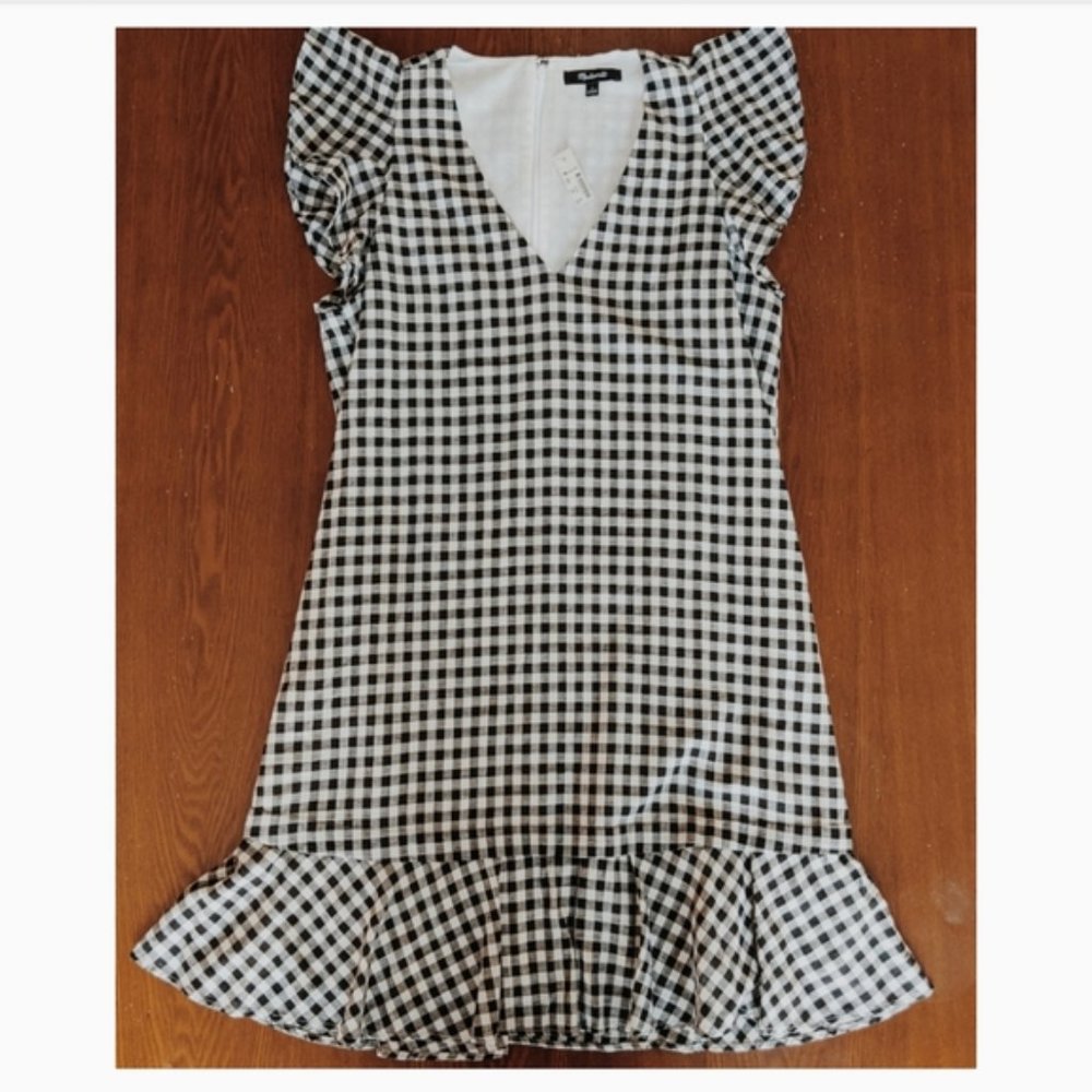 NWT Madewell Gingham Flutter Dress